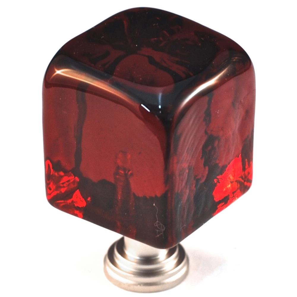Cal Crystal ARTX CLR LARGE RED CUBE KNOB in Polished Chrome